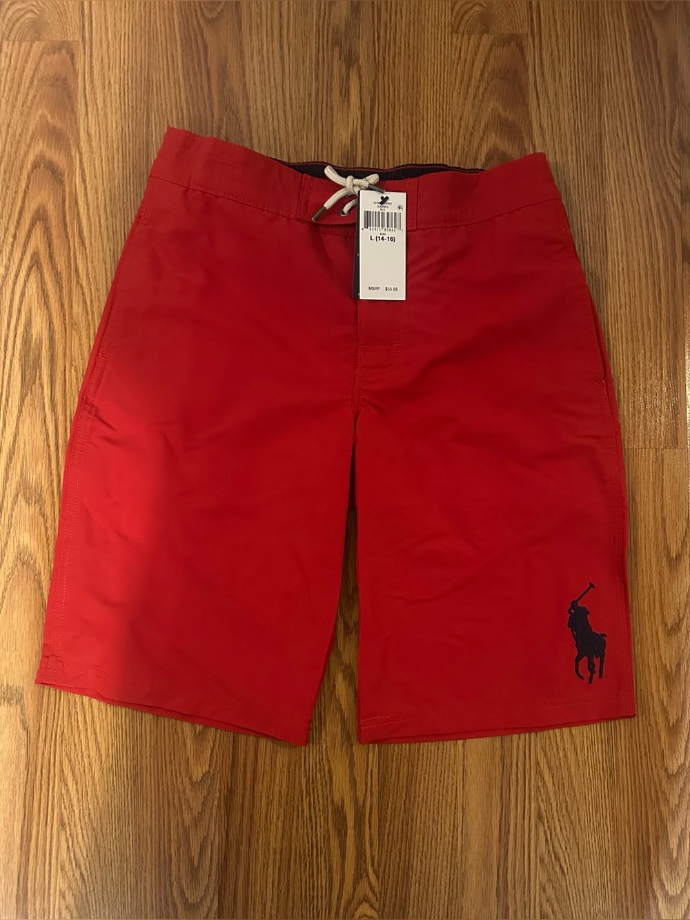Polo Ralph Lauren Boys Red Swim Trunks Big Pony , Size L (14-16)